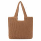 Woven Crochet Tote Bag with Shoulder Straps Lightweight Knit Tote with Zipper Pocket