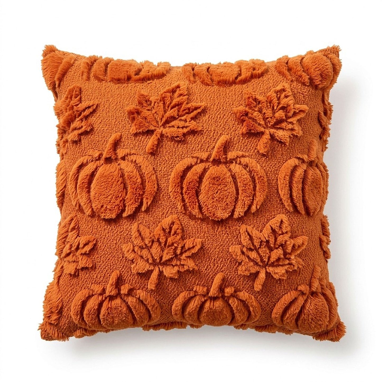Tufted Pumpkin Decorative Throw Pillow Cover for Fall Home Decor 17.7 x 17.7in
