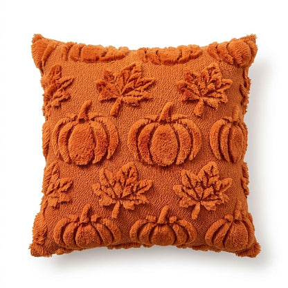Tufted Pumpkin Decorative Throw Pillow Cover for Fall Home Decor 17.7 x 17.7in