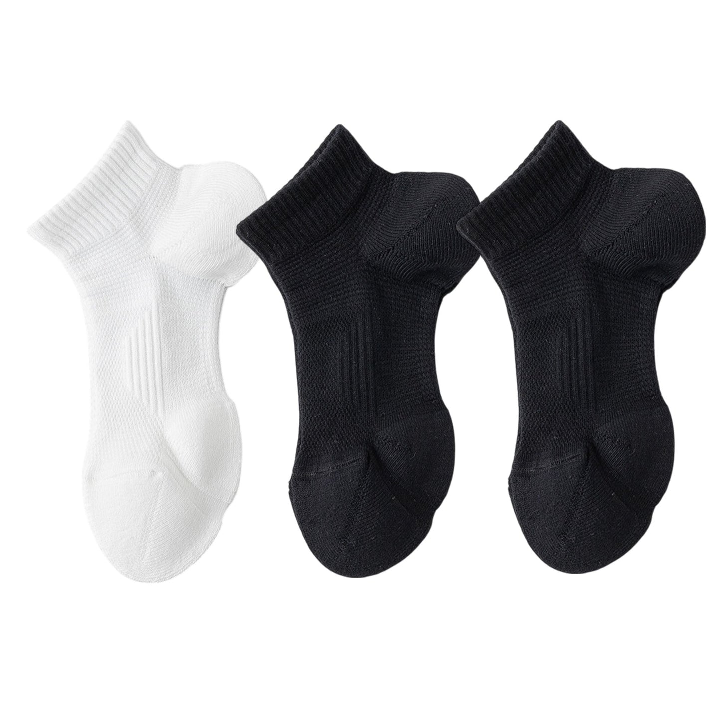 3 Pairs Women's Ankle Athletic Socks Soft Cotton Cushioned Breathable Design with Ribbed Cuffs for Active Casual Wear