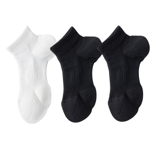 3 Pairs Women's Ankle Athletic Socks Soft Cotton Cushioned Breathable Design with Ribbed Cuffs for Active Casual Wear