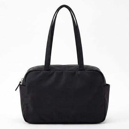 Lightweight Shoulder Tote Bag with Top Zipper and Exterior Side Pockets 12x8x3.5in