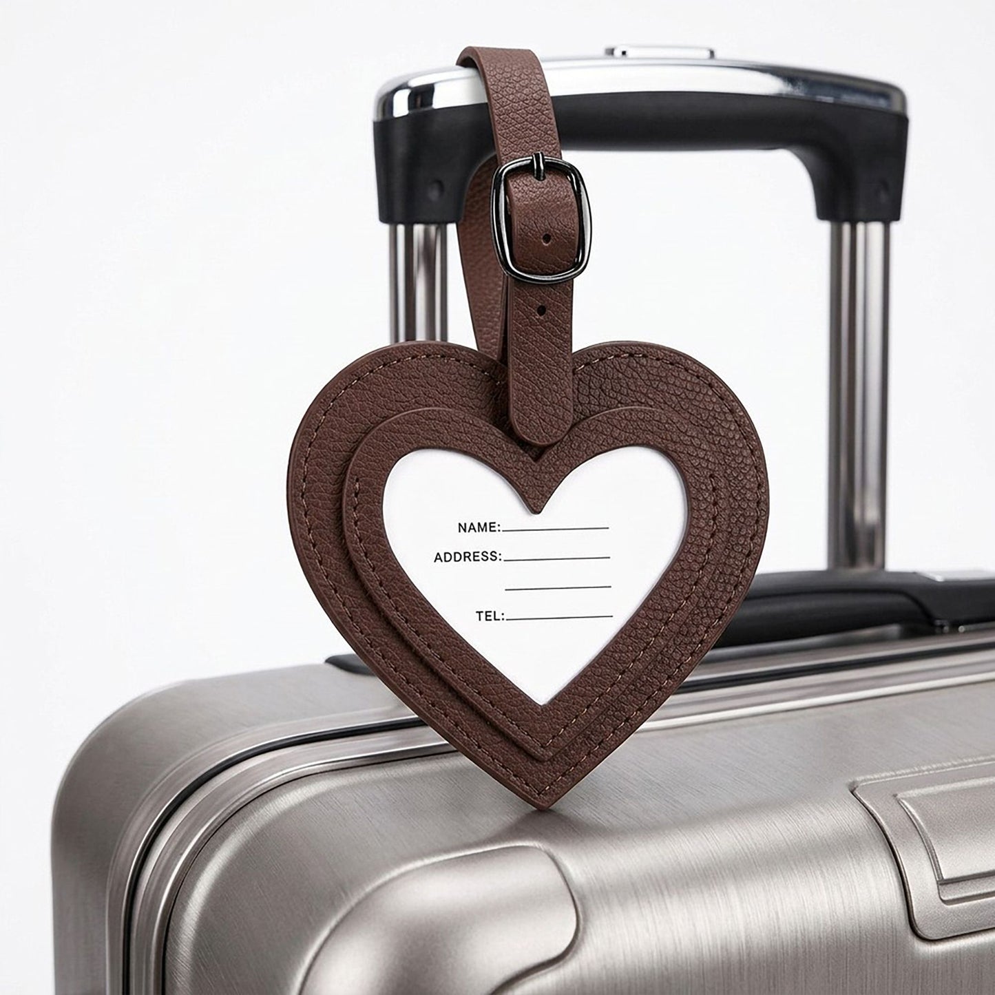 2 Pack Heart Shaped Luggage Tags with Buckle Straps