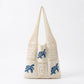 Knit Tote Bag Floral Pattern Shoulder Bag Open Top Casual Everyday Carry Handbag