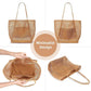 Mesh Tote Bag Large Capacity Lightweight Polyester Shoulder Handbag with Inner Pouch