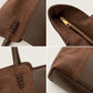 Faux Suede Tote Bag with Double Shoulder Handles Zip Closure and Interior Pockets