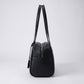 Smooth Grain Rectangular Boston Shoulder Bag with Fixed Long Top Handles & Full Zip Closure 11.8x7.1x4.7in