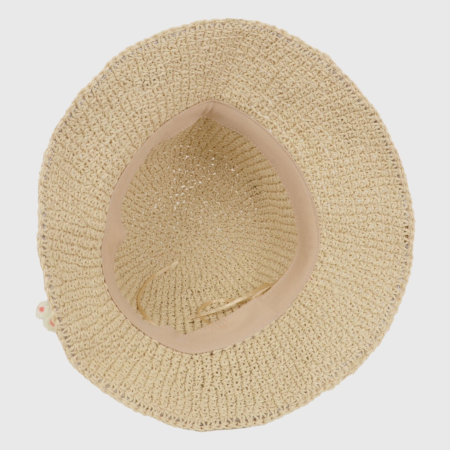 Straw Bucket Hat with Cherry Embellishments