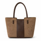 Faux Suede Tote Bag with Double Shoulder Handles Zip Closure and Interior Pockets