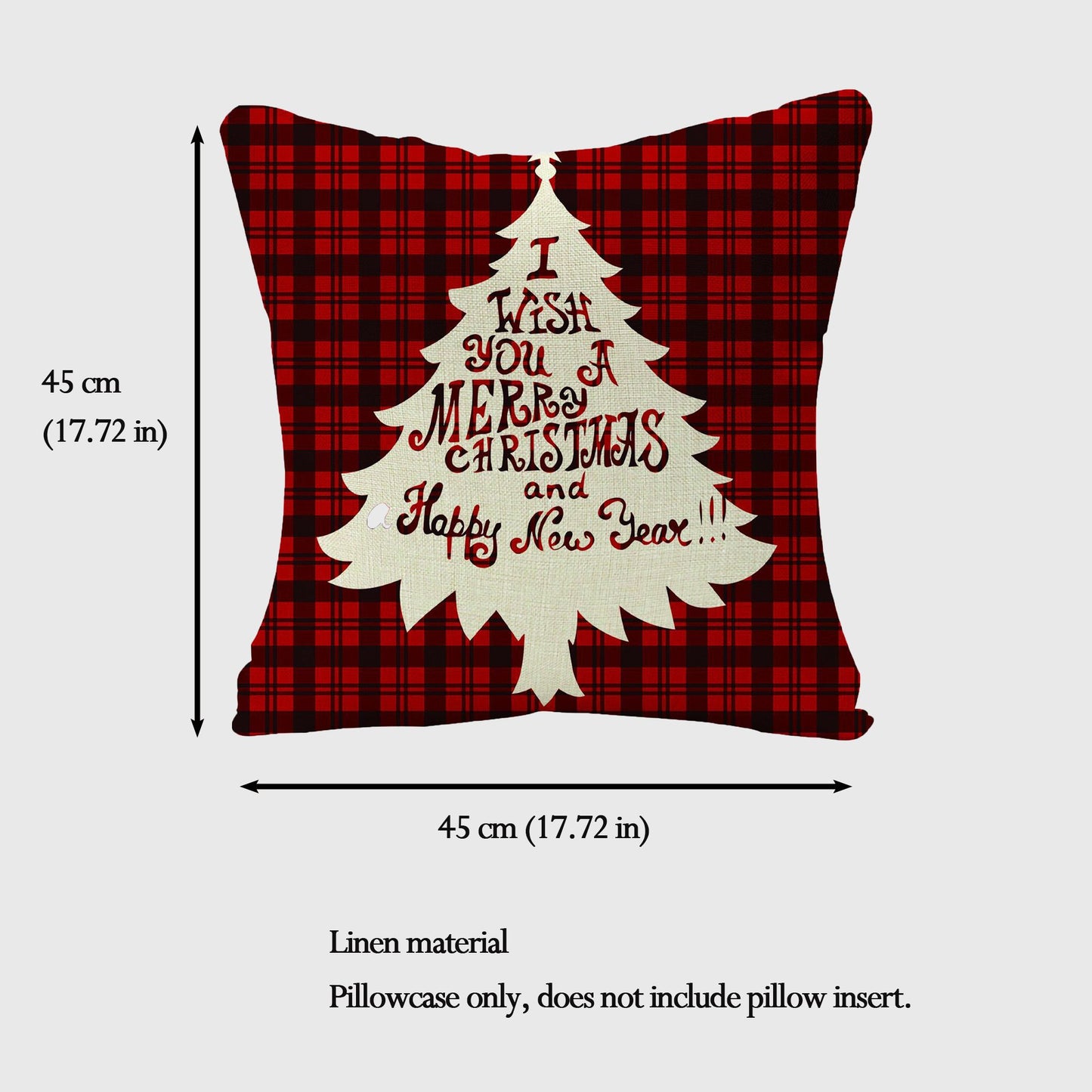 Christmas Gingham Throw Comfortable Pillow Cover 18x18in