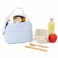 Striped Insulated Lunch Tote Bag with Front Pocket and Zip Closure