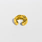 Women's Quilted Open Cuff Ring - Adjustable Brass Textured Statement Ring for Luxury Daily Wear