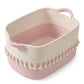 Rope Storage Basket with Tassel Trim and Handles
