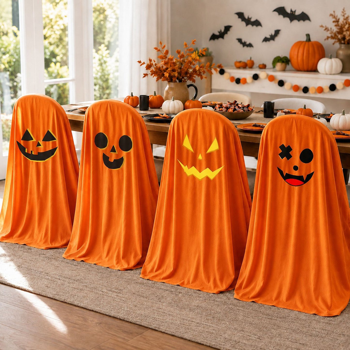 4 Pack Halloween Ghost Chair Covers Party Decorations