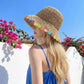 Crochet Bucket Sun Hat with Floral Applique Trim and Soft Brim Design