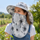 Floral Wide Brim Sun Hat with Face Cover Neck Flap and Mesh Breathing Panel