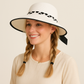 Women's Wide Brim Straw Hat with Braided Band and Contrast Bow Detail