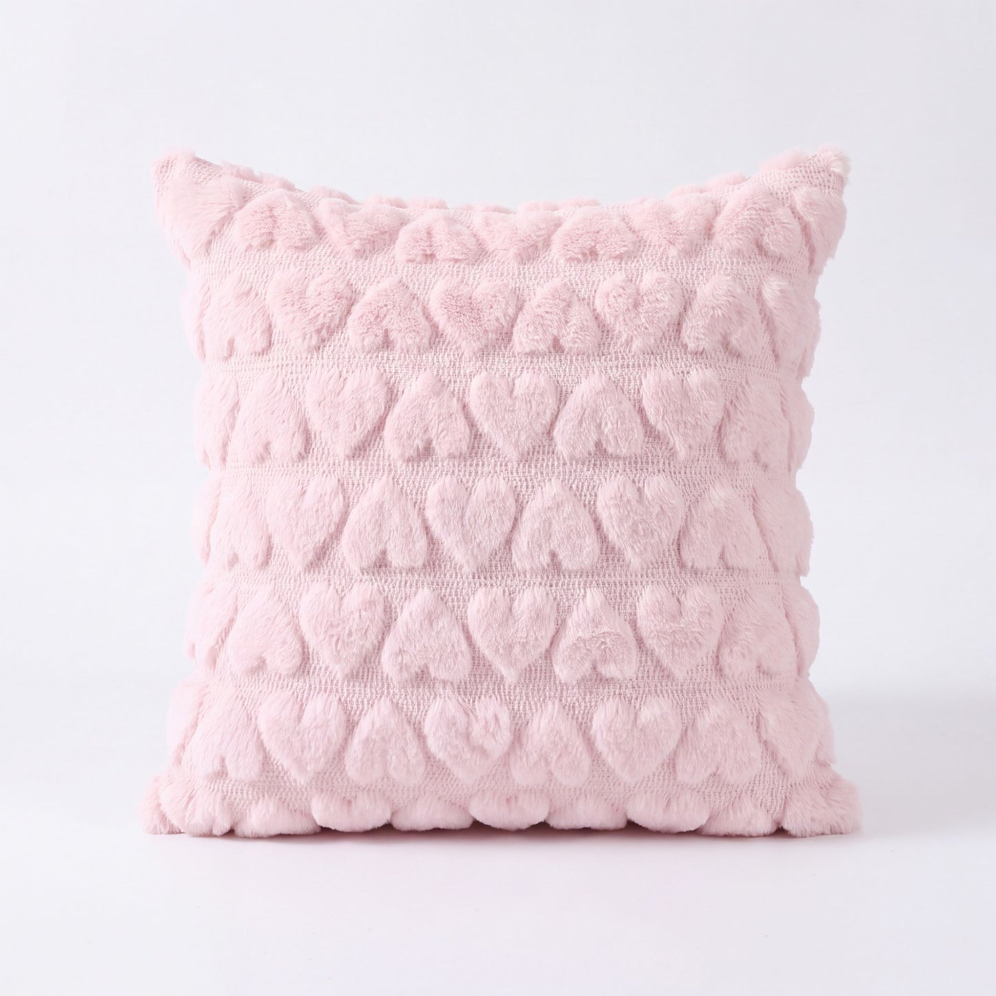 Plush Heart Textured Throw Pillow Cover Soft Fuzzy Decorative Cushion Cover for Sofa Bed Chair