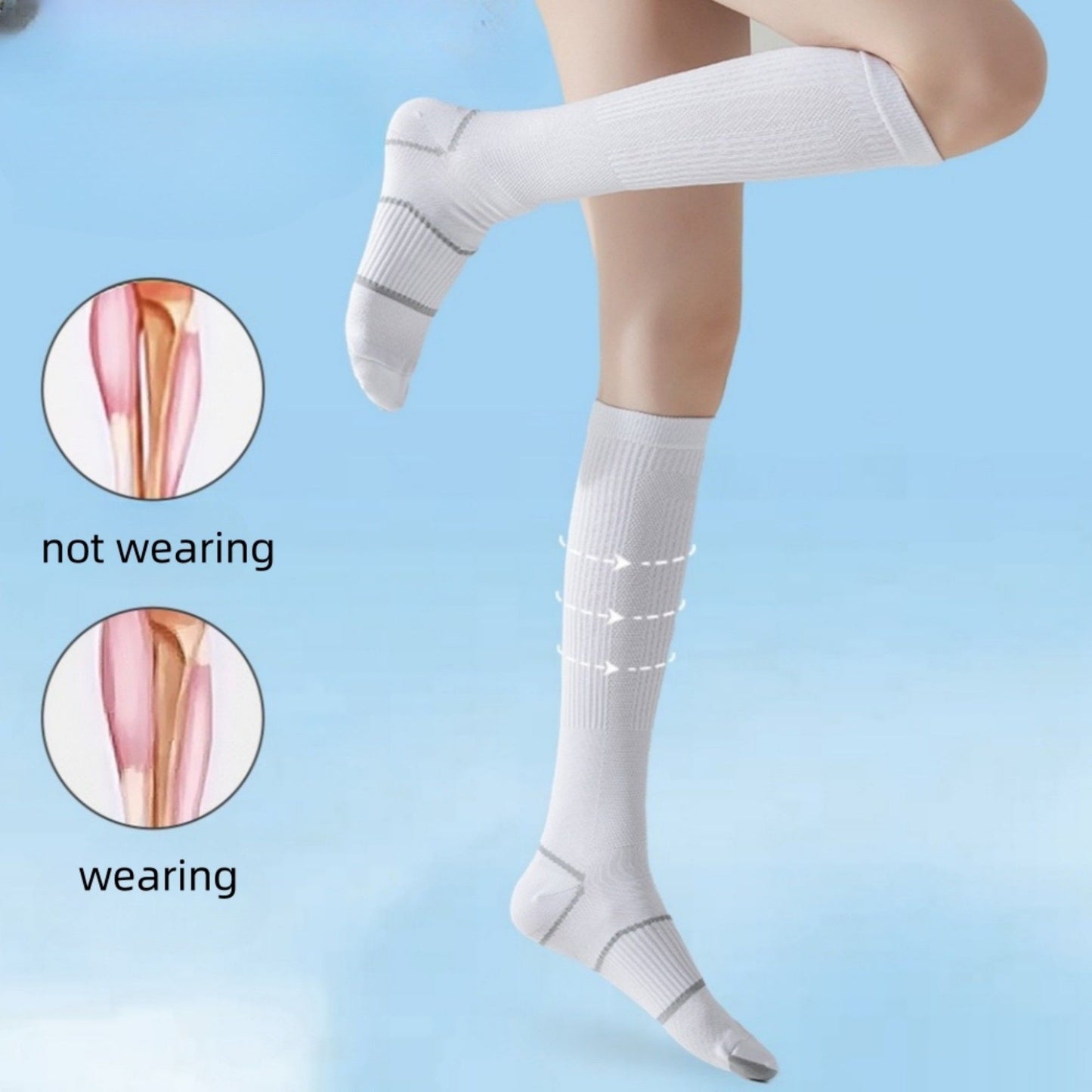 Knee High Compression Socks with Arch Support and Stretch Fit for Running and Recovery 2-Pack