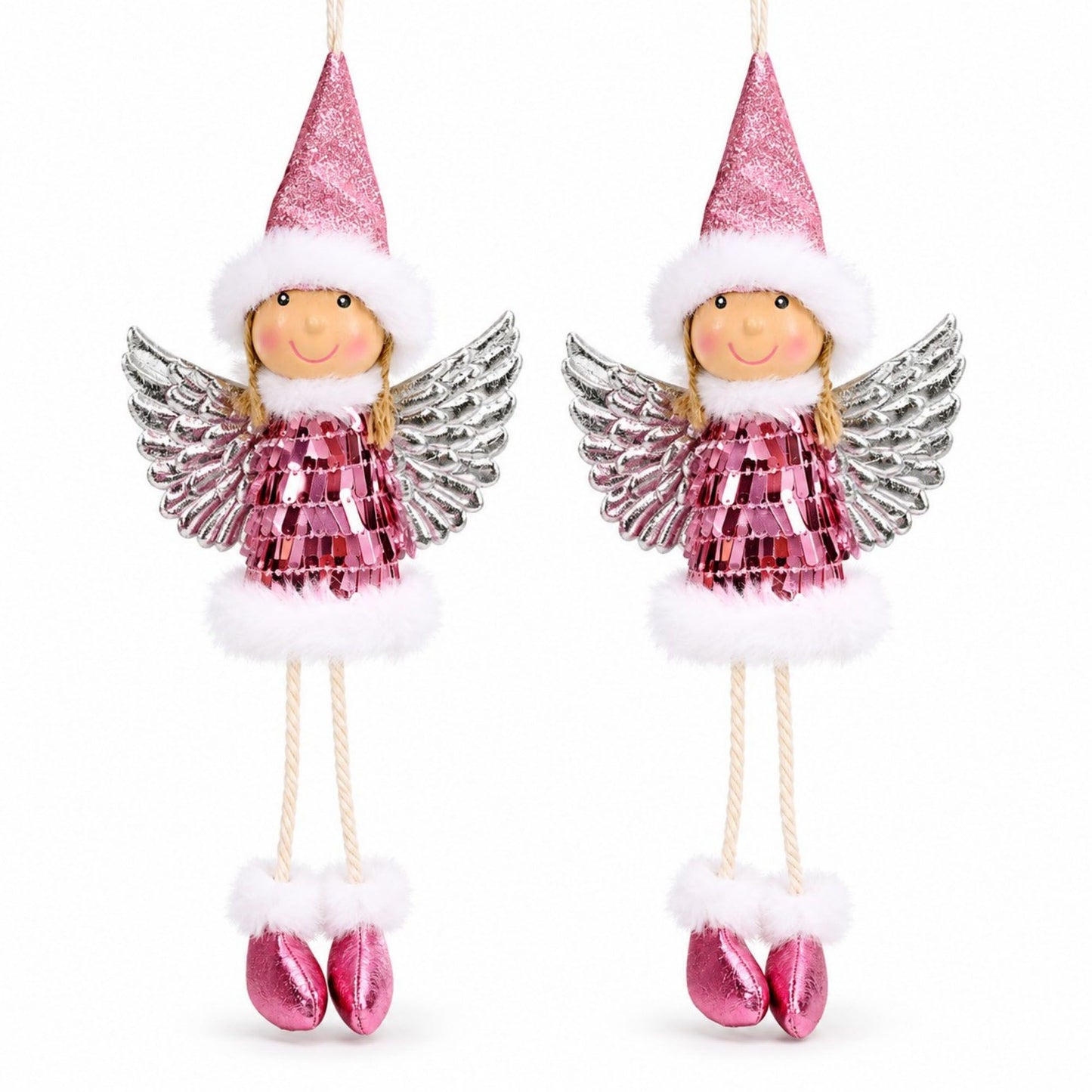 2pk Sequin Angel Christmas Tree Ornaments