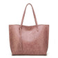 Large Faux Leather Shoulder Tote Bag with Tassel and Magnetic Snap Closure