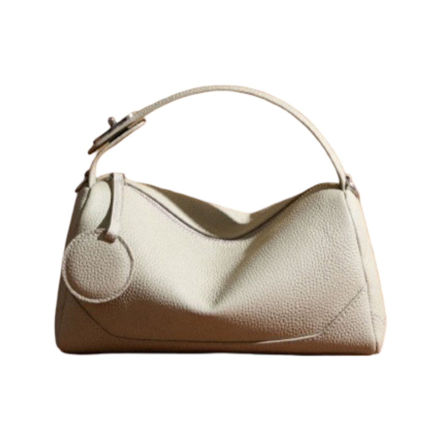 Pebbled Leather Satchel Bag with Top Handle Adjustable Crossbody Strap and Zipper Closure