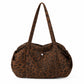 Leopard Print Barrel Shoulder Bag with Zip Closure and Interior Pockets