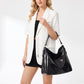 Faux Leather Hobo Shoulder Bag with Adjustable Strap and Zip Closure