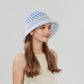Crochet Knit Bucket Hat with Openwork Floral Pattern and Rolled Brim for Lightweight Summer Style