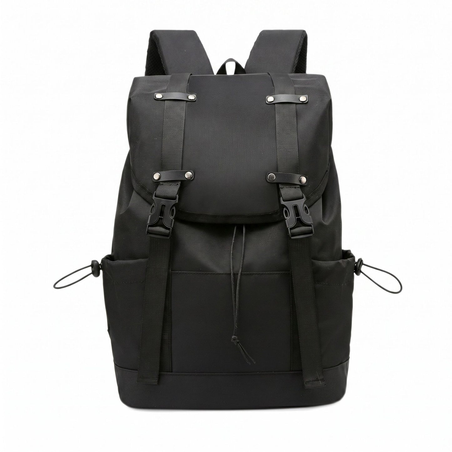 Large Flap Backpack with Drawstring Closure Buckle Straps Side Pockets and Padded Shoulder Straps