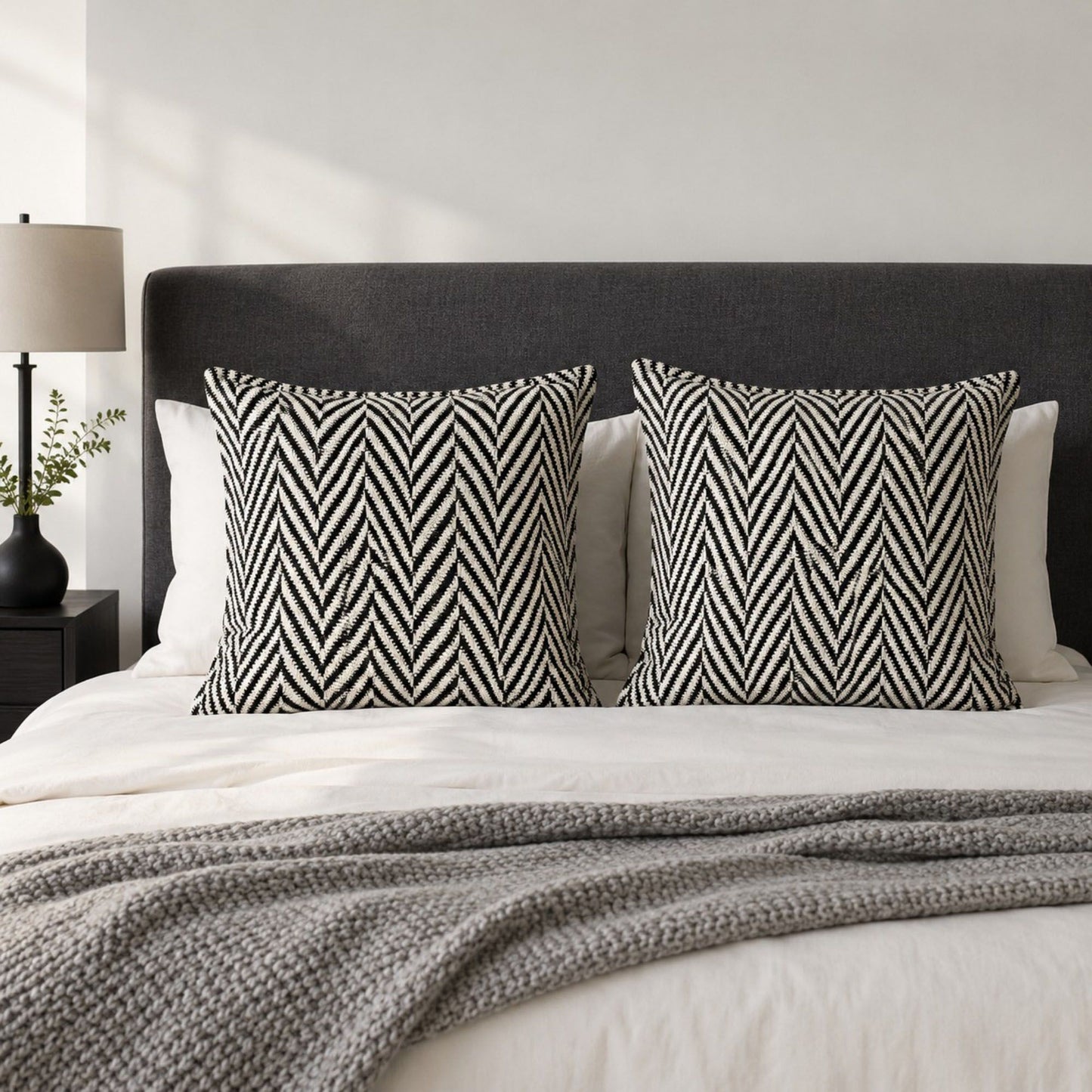 2 Pack Chevron Textured Decorative Throw Pillow Covers