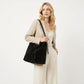 Adjustable Shoulder Bag Bow Detail Large Hobo Tote with Zipper Closure