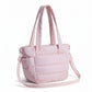 Quilted Puffer Tote Bag with Adjustable Shoulder Strap Multi Pocket Lightweight Carryall Handbag 13x6x10 in