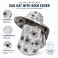 Floral Wide Brim Sun Hat with Face Cover Neck Flap and Mesh Breathing Panel