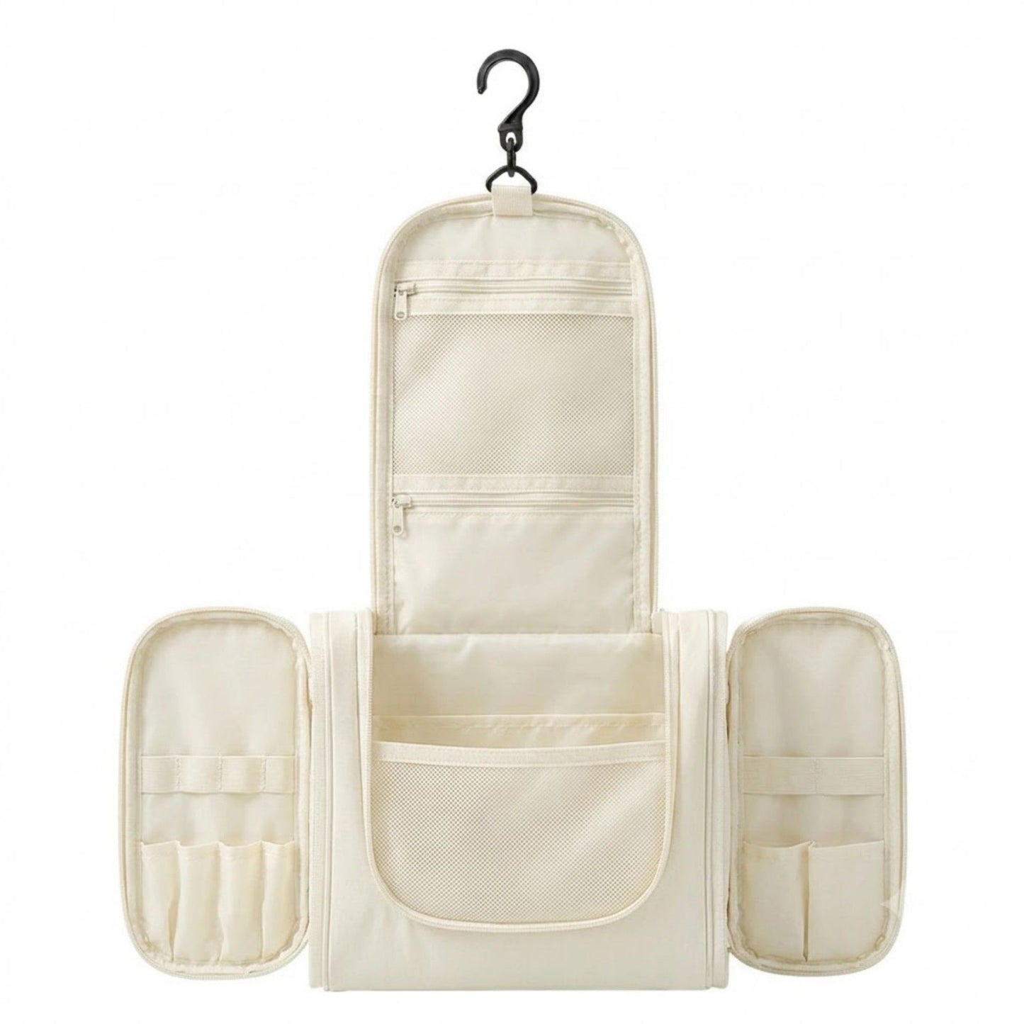 Hanging Toiletry Bag Travel Cosmetic Organizer with Mesh Pockets Side Compartments and Carry Handle