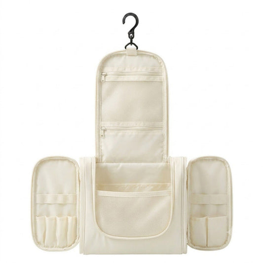 Hanging Toiletry Bag Travel Cosmetic Organizer with Mesh Pockets Side Compartments and Carry Handle