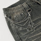 Star Chain Bag Charm with Layered Silver Tone Chains Clips and Hanging Star Pendants