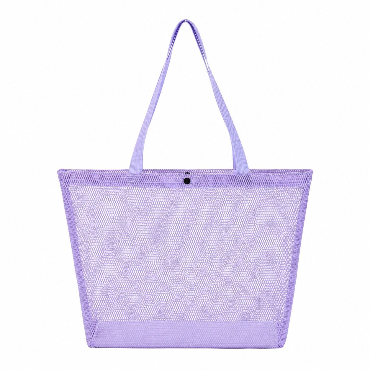 Reusable Mesh Shopping Tote Bag with Snap Closure and Carry Handles