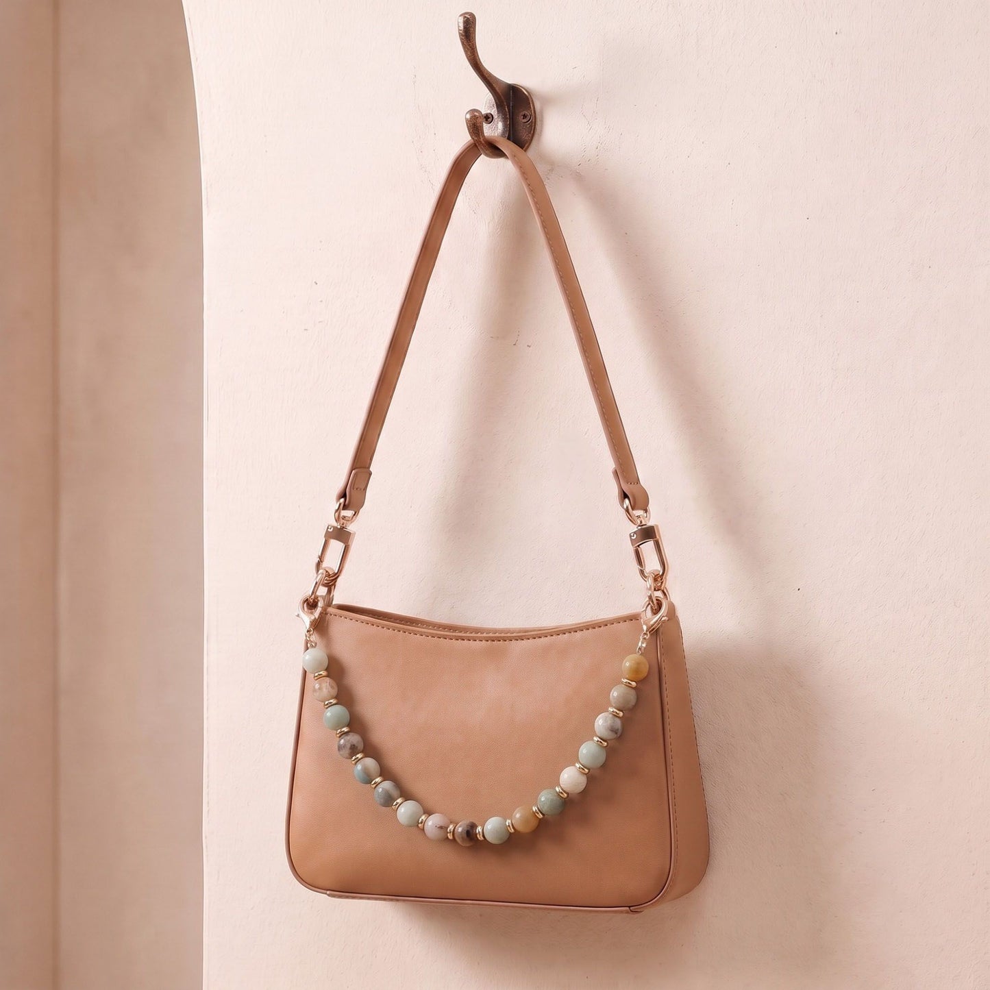 Beaded Wrist Strap with Clasps for Phones and Bags