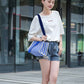 Striped Canvas & Nylon Tote Bag - Multi - functional Shoulder Bag