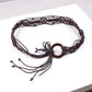 Woven Rope Belt with Large Circular Buckle and Bohemian Knot Detail 49in