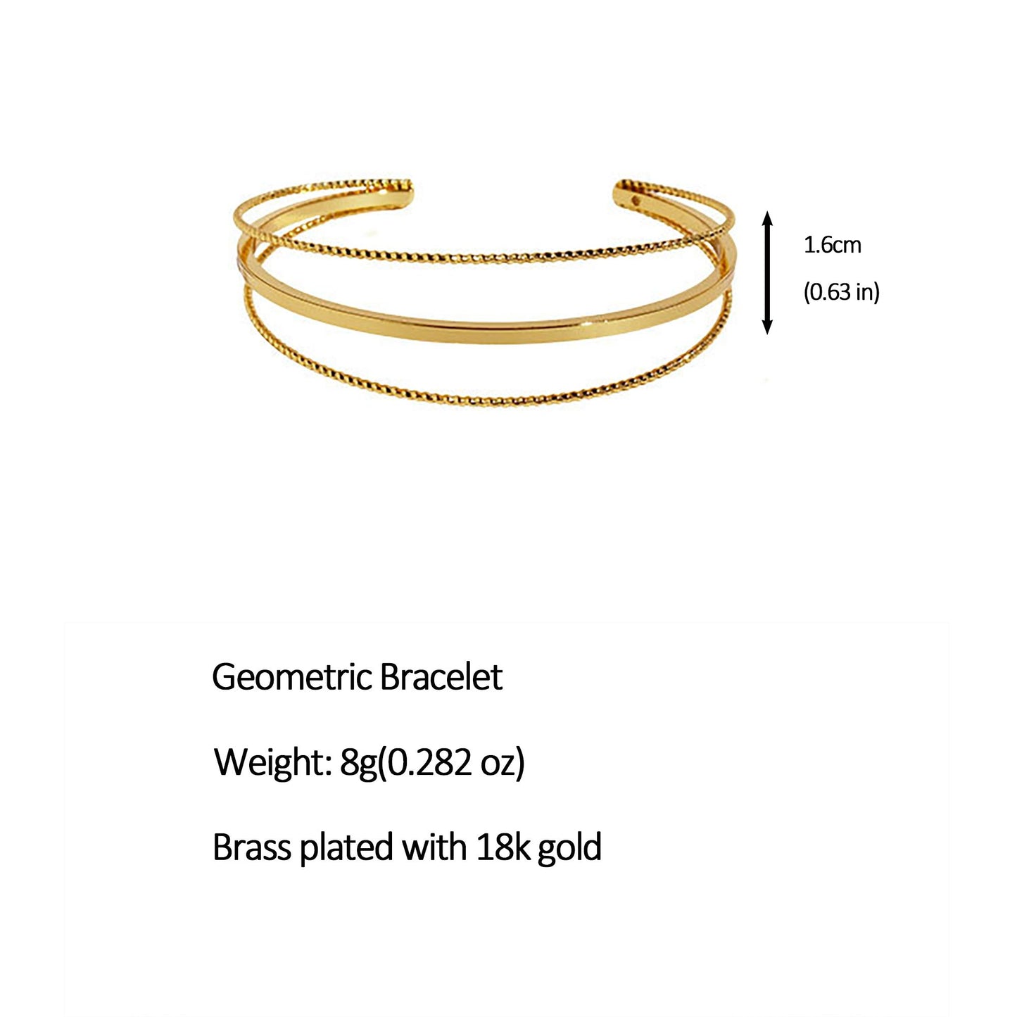Women's Geometric Layered Cuff Bracelet - Chunky & Chain Mixed Open Bangle for Minimalist Modern Styling