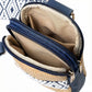 Woven Straw Crossbody Bag with Pattern Strap Small Mini Shoulder Handbag Zipper Closure
