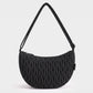 Ruched Crescent Shoulder Bag with Knotted Wide Adjustable Shoulder Strap 11.8x3.5x6.3in