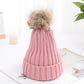 Cable Knit Beanie with Faux Fur Pom-Pom - Warm Stretchy Winter Hat for Casual Daily Wear