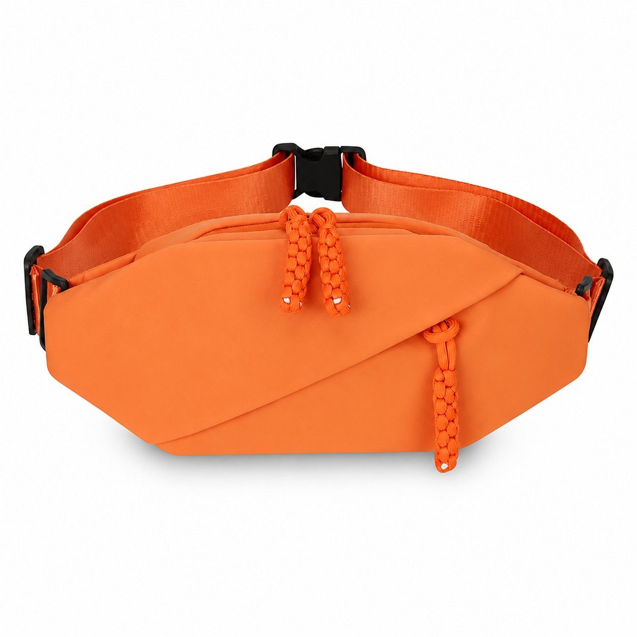 Crossbody Sling Waist Bag with Adjustable Strap Zip Closure and Braided Pulls