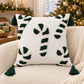 Christmas Candy Cane Tufted Tassel Throw Pillow Cover