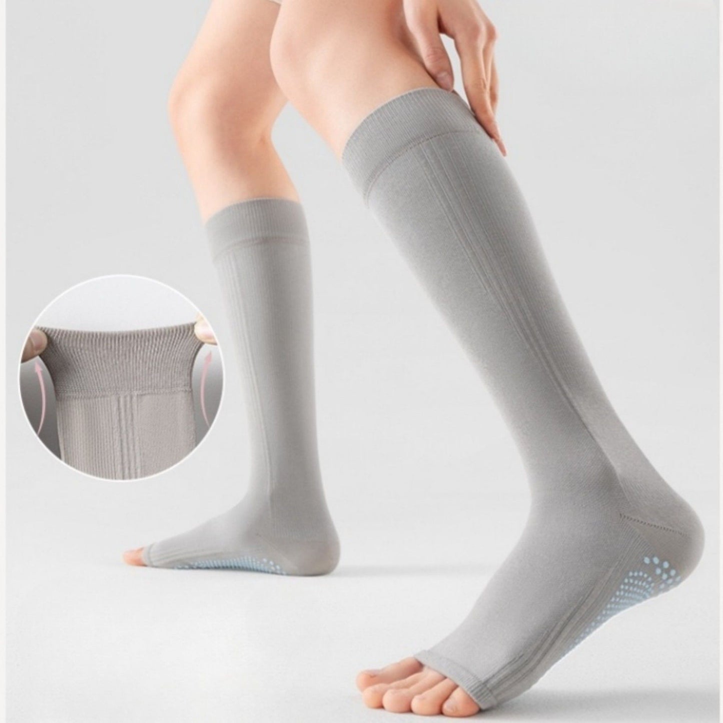 Knee High Grip Socks with Anti-Slip Sole for Barre, Yoga, Dance, and Pilates 2-Pack