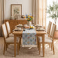 Beige Multicolor Floral Woven Table Runner with Tassel Fringe 13.8x47.2in