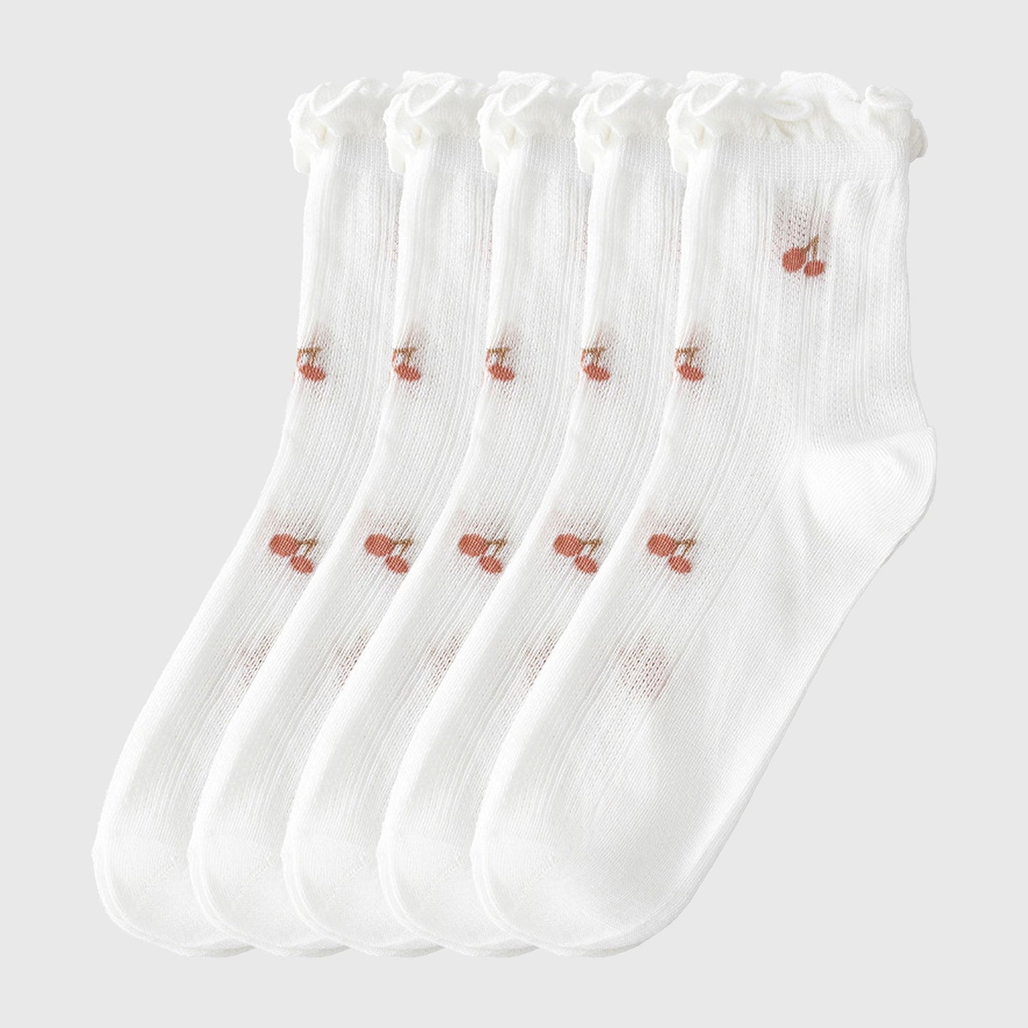 Adorable Summer Ruffle-Edge Ankle Socks 5pk